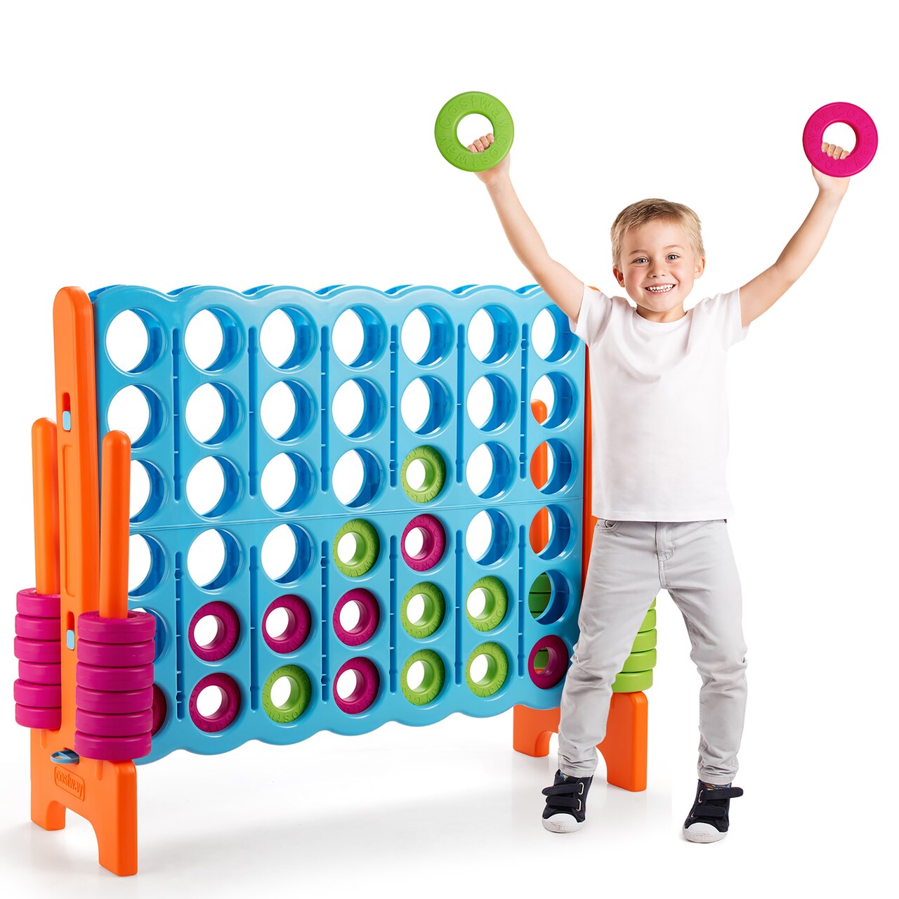 Costway Jumbo 4-to-Score 4 in A Row Game Set Indoor Outdoor Kids Adults Family Fun